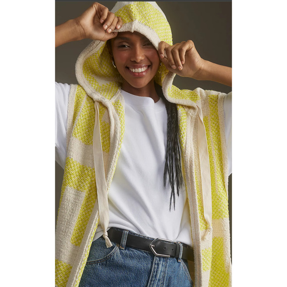 Anthropologie Fringe Hooded Sweater Vest - New Medium - Picture 1 of 5